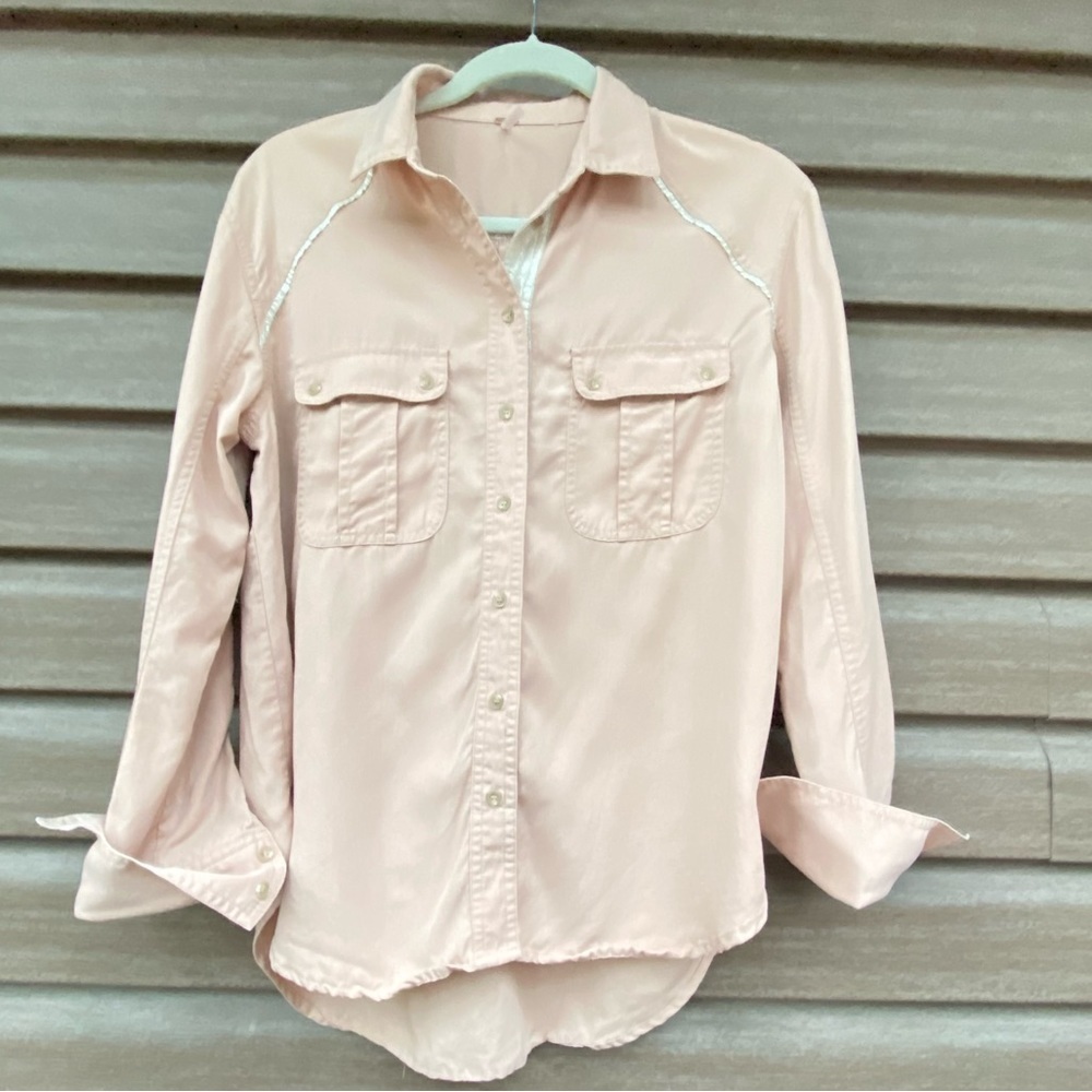 Free People Peach Button Down Shirt